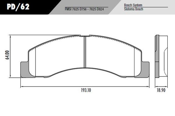 PASTILLA F1000 F4000 F100 F250 F350  193,4x64x18  DEL/TRAS