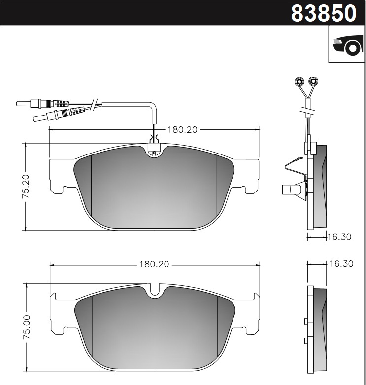 PASTILLA 308 508 C4 C5 DS4 CABLE  180,2x75x16,3  DEL