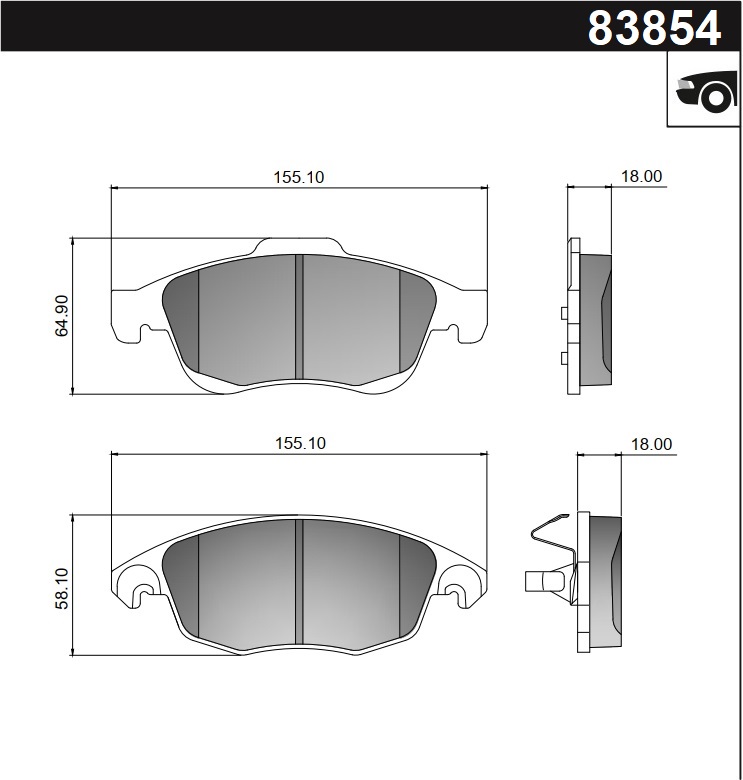 PASTILLA C4 / C4 PICASSO PARTNER 5008  155x65/58x18  DEL