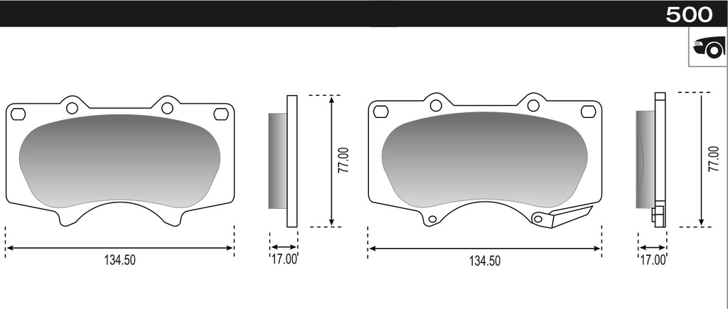 PASTILLA HILUX SW4 05> TACOMA  134,5x77x17  DEL