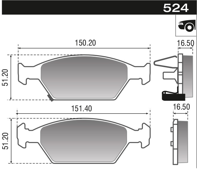 PASTILLA FIT 1.4 1.5 CITY 1.5 09>  151,5/150x51,3/x16,5/16,3  DEL