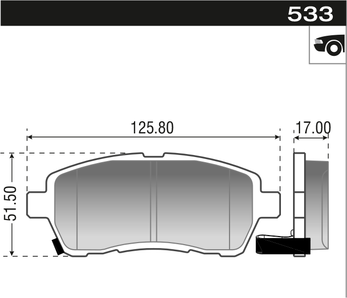 PASTILLA FIESTA KINETIC KA 09>14  125,6x51,6x16,5  DEL