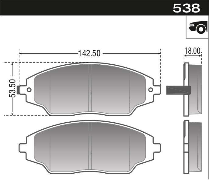 PASTILLA COBALT SONIC SPIN AVEO  142,3x53,6x16,8  DEL