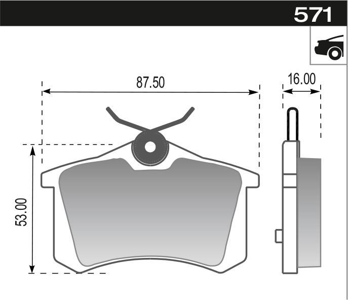 PASTILLA C3 C4 405 306 BORA GOLF MEGANE  87,5x53x16  TRAS
