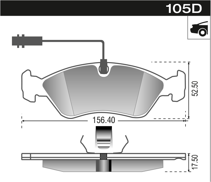 PASTILLA SPRINTER 311 313 CDI C/SENSOR  156,4x52,5x17,5  TRAS