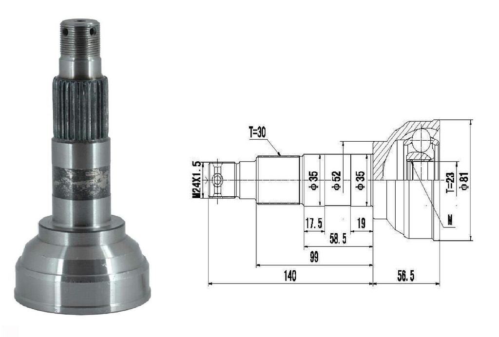 HOMOCINETICA SUBARU 4x4  SEG.MED.  RUEDA  30/23