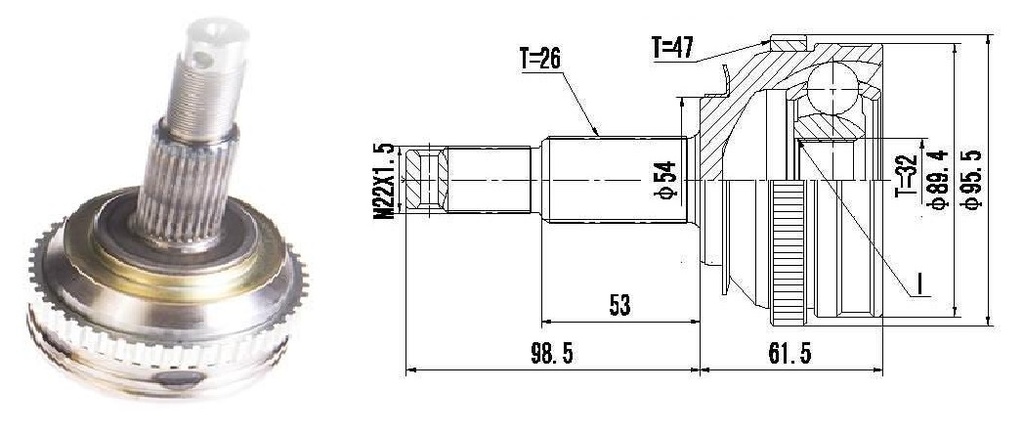 HOMOCINETICA CARAVAN 6 CIL  SEG.INT.  ABS47  26/32