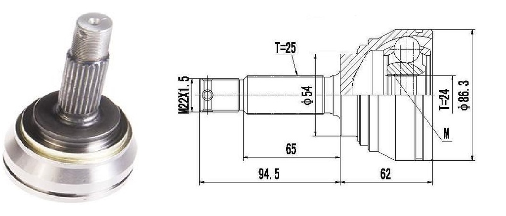 HOMOCINETICA GALANT 4 CIL  SEG.MED.  RUEDA  25/24  