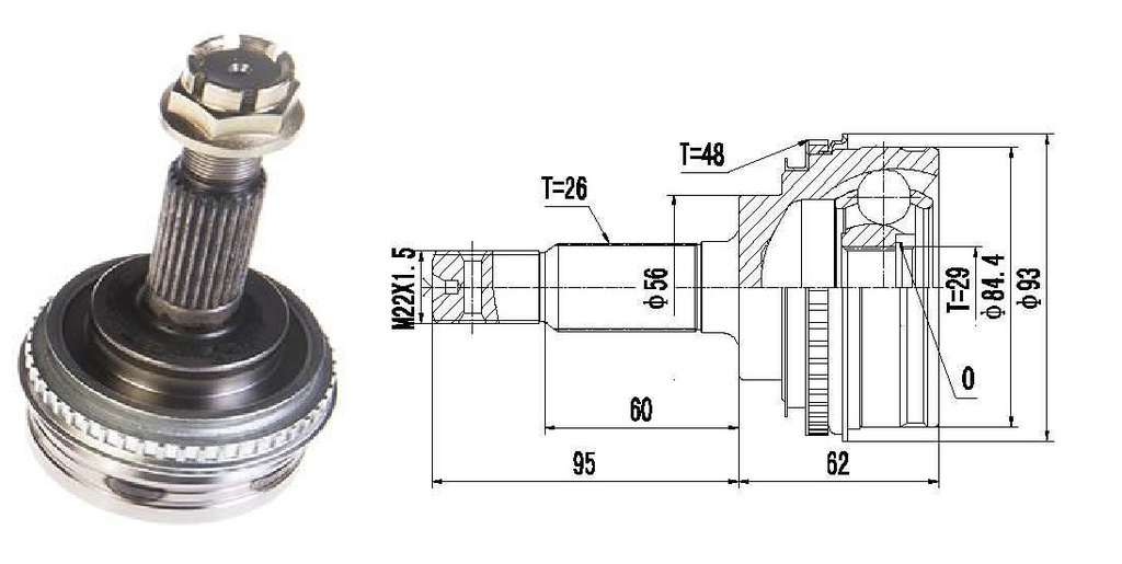 HOMOCINETICA COROLLA  SEG.EXT.  ABS48  RUEDA  26/29