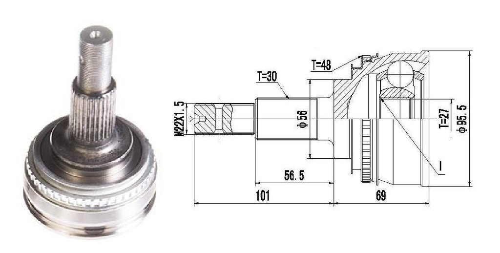 HOMOCINETICA CAMRY V6  SEG.INT.  ABS48  RUEDA  30/27