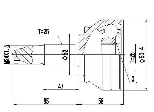 HOMOCINETICA ALFA 145 146 155 TEMPRA  SEG.EXT.  RUEDA  25/25 