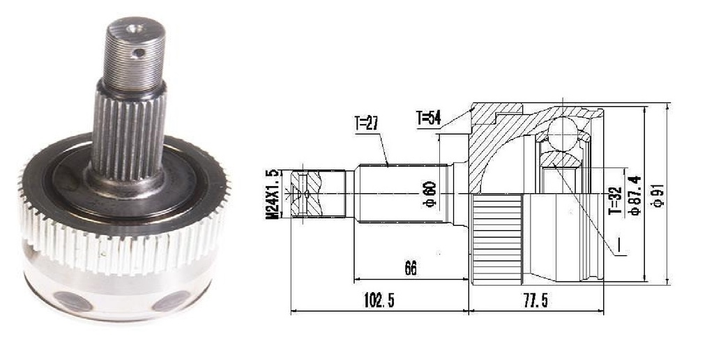 HOMOCINETICA CHEROKEE  SEG.INT.  ABS54  RUEDA  27/32