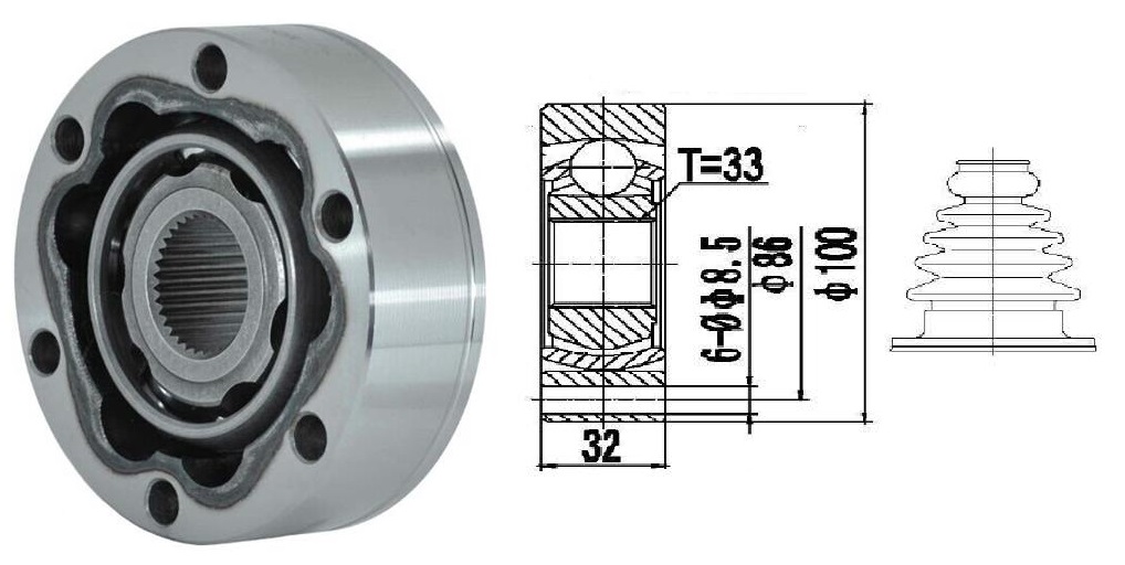 HOMOCINETICA A3 A4 FOX GOLF POLO  CAJA  33E
