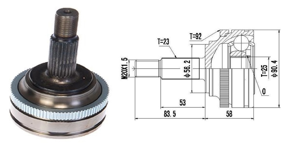 HOMOCINETICA R21 SAFRANE  SEG.EXT.  ABS92  RUEDA  23/25