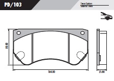 PASTILLA CAMION A40 C40 D40  164x80x21,8  DEL