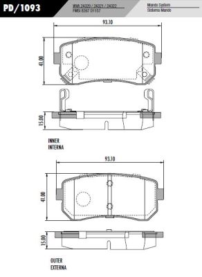 PASTILLA TUCSON I30  93,5x41x16  TRAS