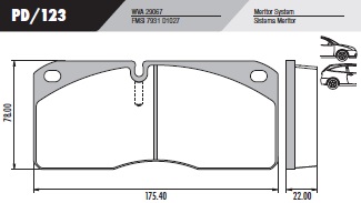 PASTILLA IVECO 80 100 180  175x78x22  DEL/TRAS