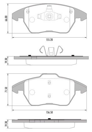 PASTILLA C4 308 3008 5008  156,5x71,5x19,3 / 155,2x66x19,3  DEL