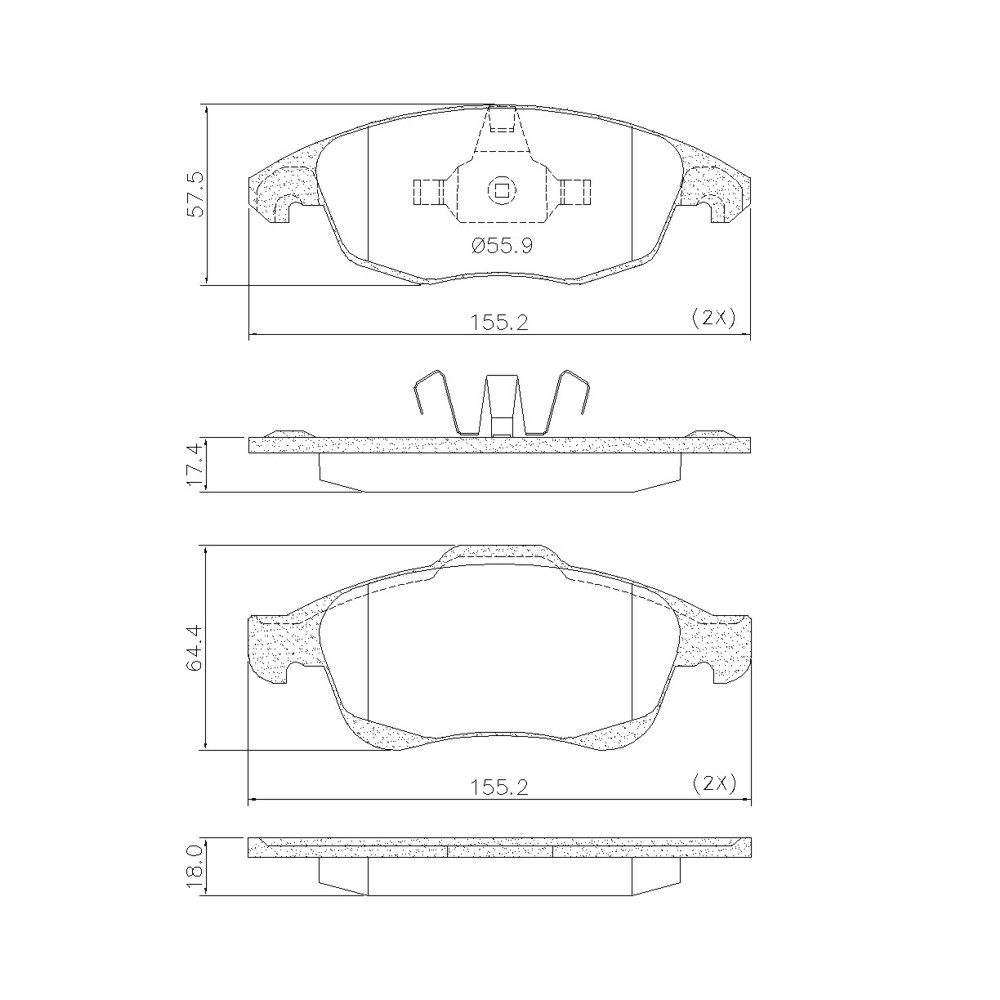 PASTILLA PARTNER  155,2x64,4x18 / 155,2x57,5x17,4  DEL