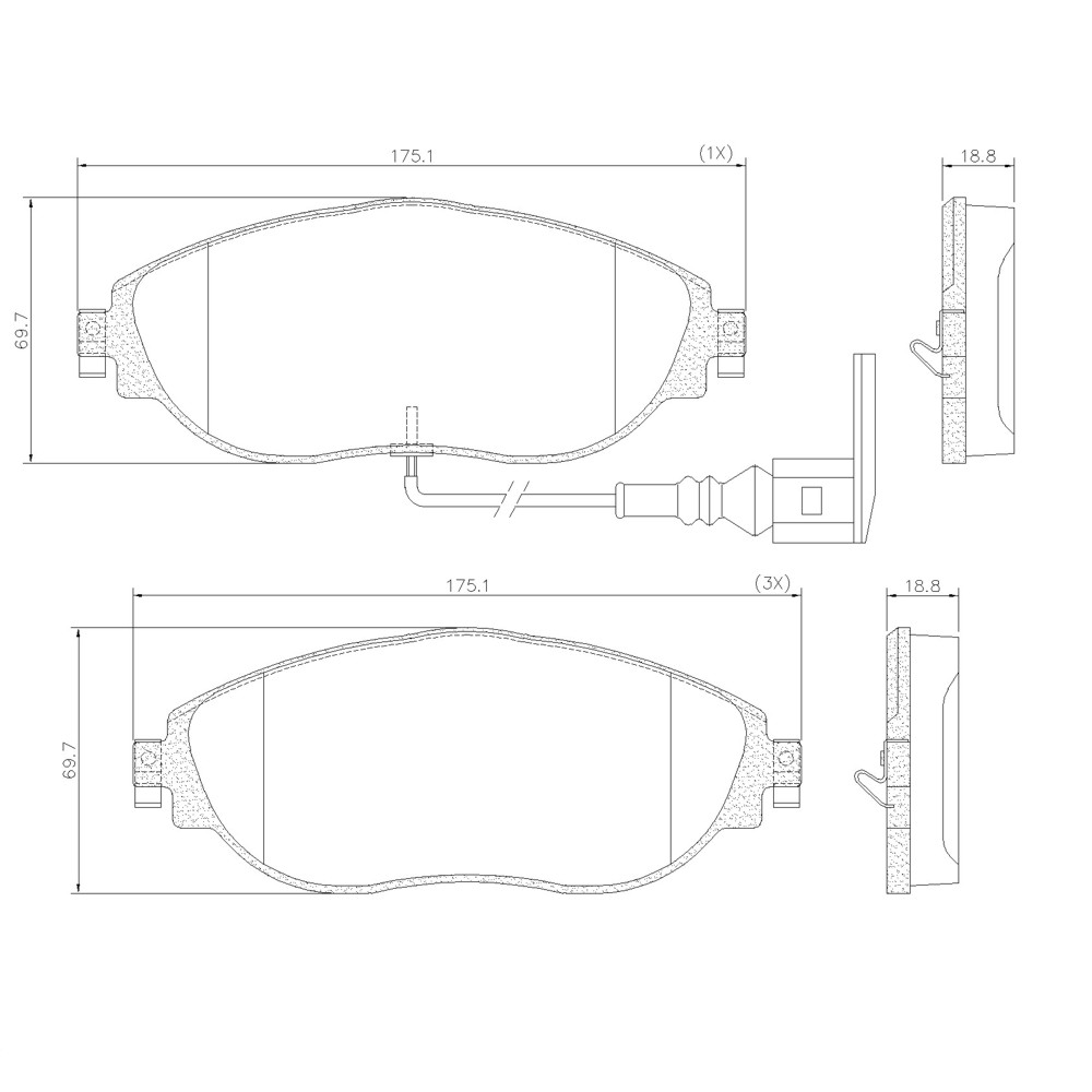 PASTILLA A3 TIGUAN 16/  175x69,7x19  DEL