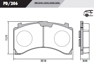PASTILLA MB ACTROS 10/  207x113x30  TRAS