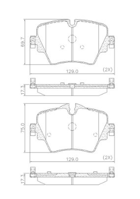 PASTILLA BMW MINI COOPER 18/  129x75/69,7x17,3  DEL