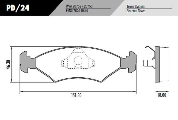 PASTILLA ESCORT FIESTA  151,3x46,3x18  DEL