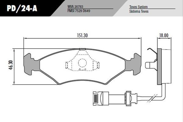 PASTILLA SIERRA ESCORT 2 CABLES  151,3x46,3x18  DEL