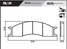 PASTILLA CATERPILLAR CLARK  278x86x22  DEL/TRAS