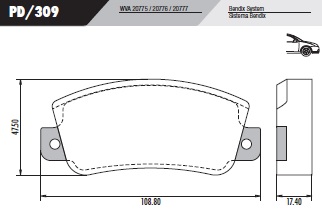PASTILLA FIAT 128 133 IAVA BX  108,8x47,5x17,4  DEL