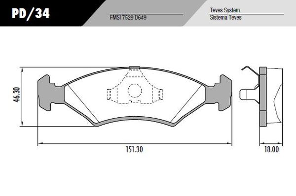 PASTILLA ESCORT FIESTA  151,3x46,3x18  DEL