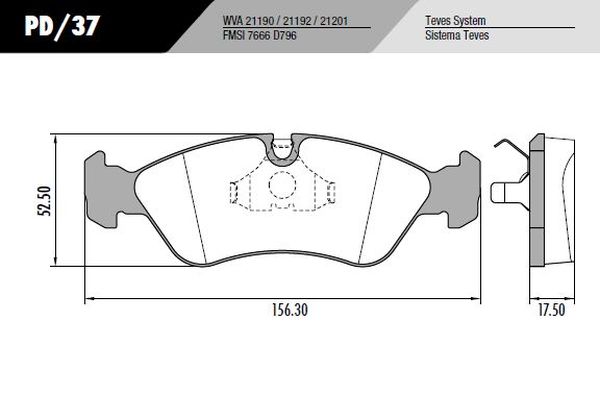 PASTILLA VECTRA DAEWOO  156x52,5x17,5  DEL