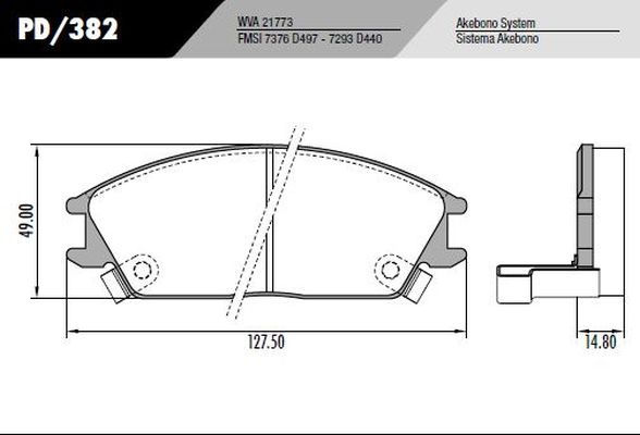 PASTILLA ACCENT ELANTRA  127,5x49x14,8  DEL