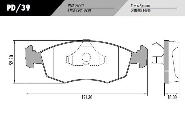PASTILLA ESCORT ORION  151x52,5x18  DEL