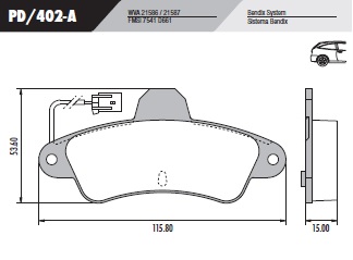PASTILLA MONDEO 2.0  115,8x53,6x15  TRAS