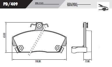 PASTILLA ROVER 200 214  118x65x17  DEL