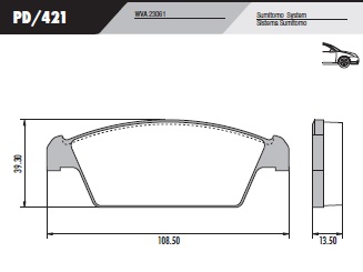 PASTILLA DAEWOO TICO  108,5x39,3x13,5  DEL
