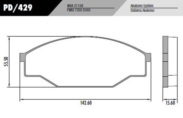 PASTILLA HILUX 4x4  142,6x55,5x15,6  DEL