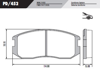 PASTILLA COLT LANCER  114x50x15  DEL