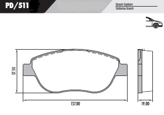 PASTILLA STILO 1.8 03/  137x57,5x19  DEL