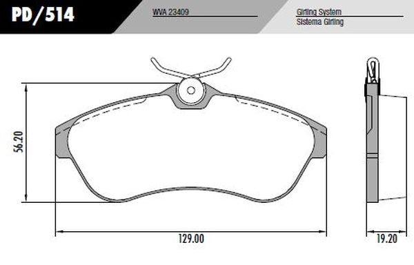 PASTILLA C3 16V VENTILADO  129x56,2x19,2  DEL