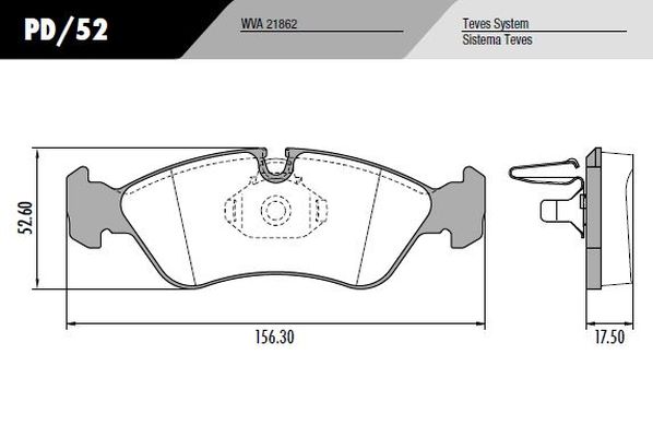 PASTILLA ASTRA VECTRA  156x52,5x17,5  DEL