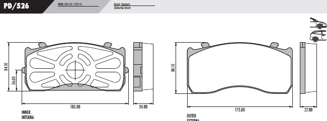PASTILLA 915 ACCELO  185x84x34 / 173,8x84x27  D/T