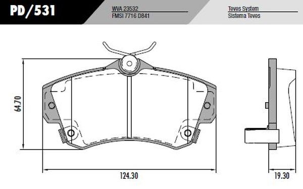 PASTILLA PT CRUISER  124,3x64,7x19,3  DEL