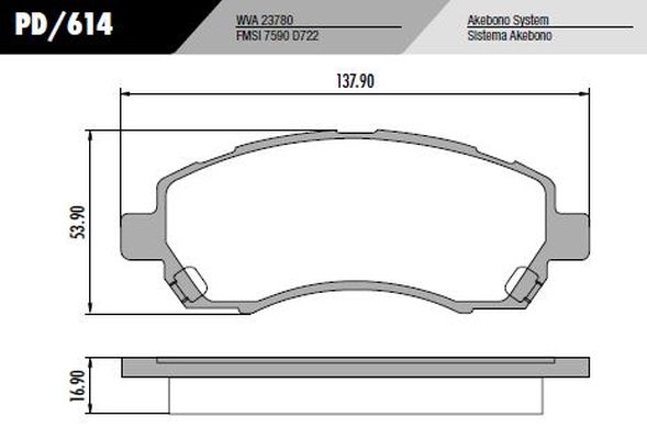 PASTILLA IMPREZA 14"  138x54x17  DEL