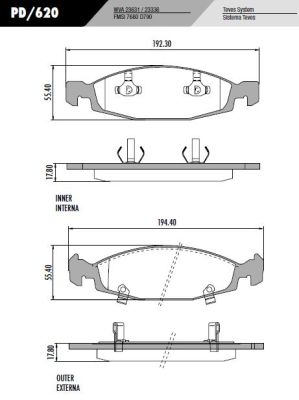 PASTILLA CHEROKEE 99/02  194x54x18  DEL