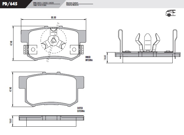 PASTILLA CIVIC C/GANCHO  88,8x47,4x14,6  TRAS