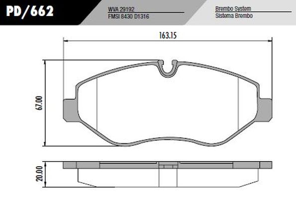 PASTILLA SPRINTER 311 415 12/  163,2x67x19   DEL