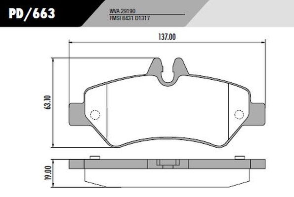 PASTILLA SPRINTER 311 415 12/  137x63x19  TRAS