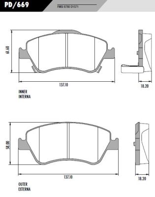 PASTILLA COROLLA WTI  137x61,5/58x18,5  DEL